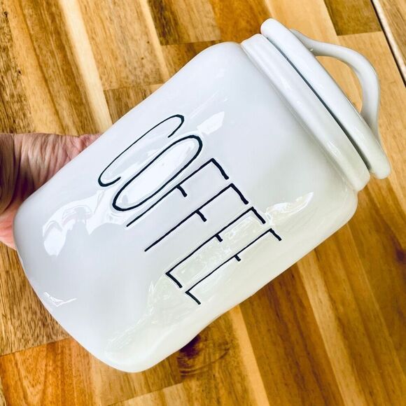 NWT Gorgeous TEA & COFFEE w/ Dimples  White & Black Glossy Ceramic Canister Set - Picture 7 of 16